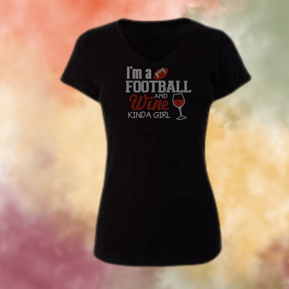 Wine and Football Kinda Girl Rhinestone Apparel