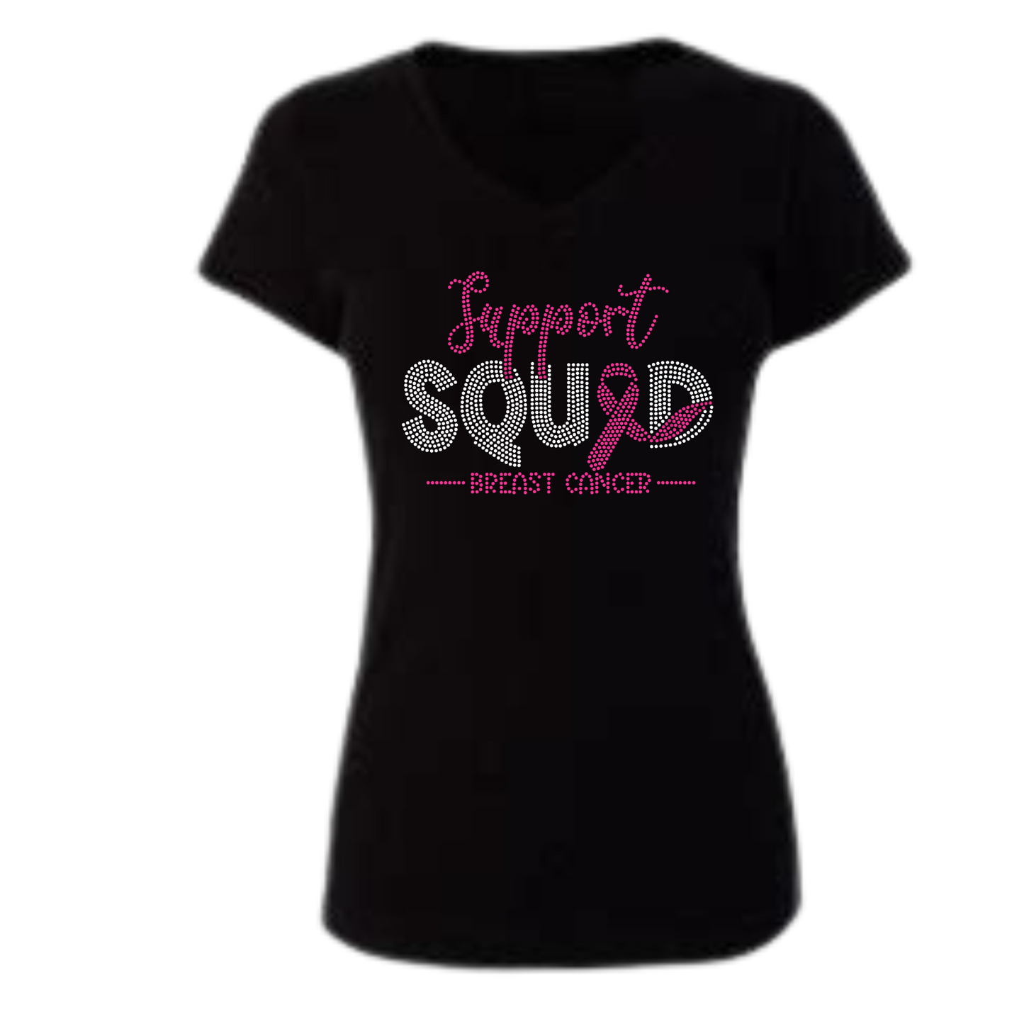 Support Squad Breast Cancer Rhinestone Apparel