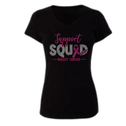 Support Squad Breast Cancer Rhinestone Apparel