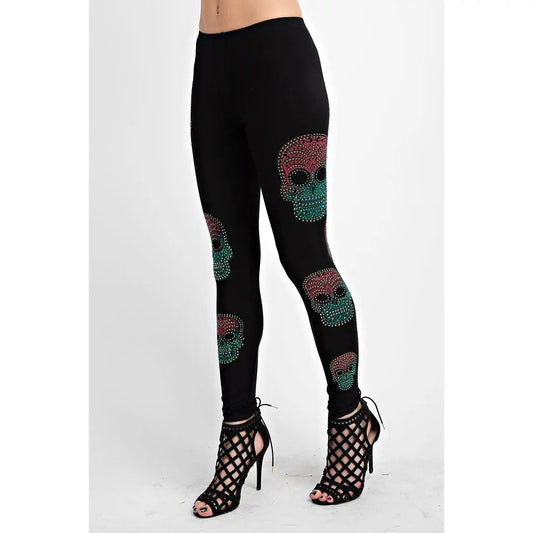 Vocal Women's Sugar Skull Leggings Black