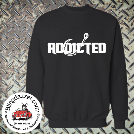 Addicted with a Fishing hook Custom Design Apparel