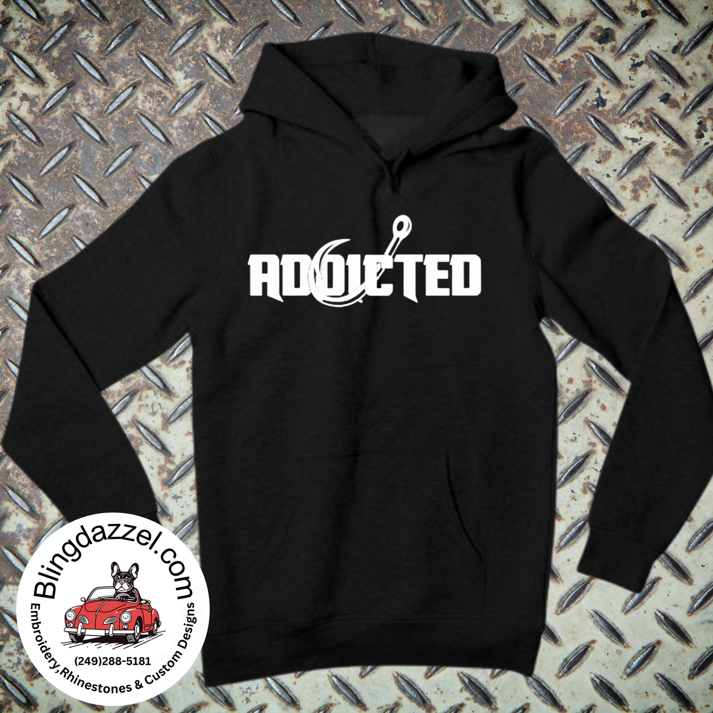 Addicted with a Fishing hook Custom Design Apparel