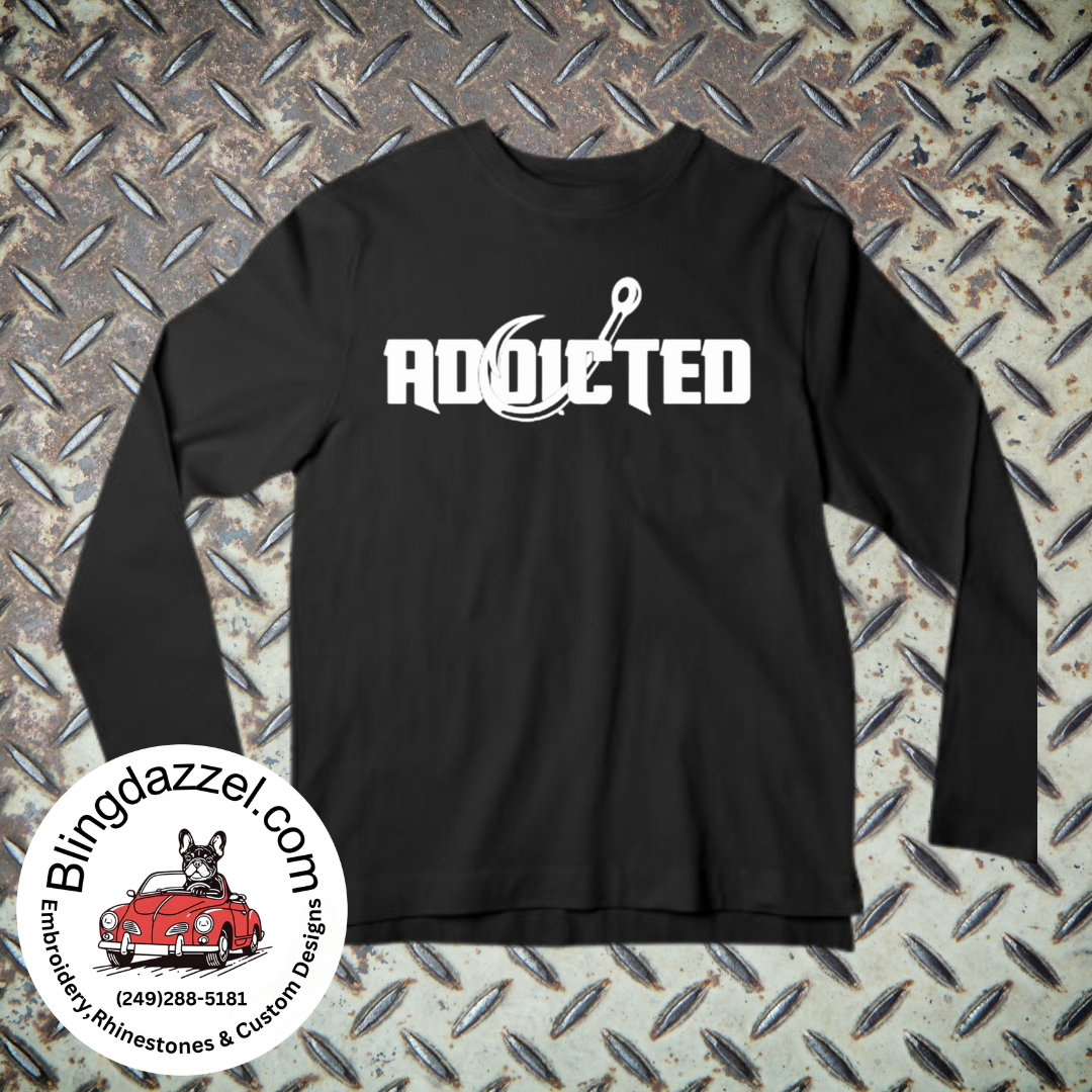 Addicted with a Fishing hook Custom Design Apparel