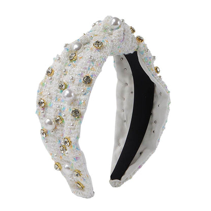 Vintage Fabric Rhinestone Pearl Headband