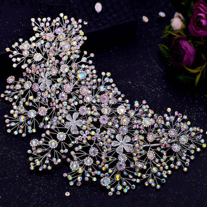 Luxury and Elegant Bridal Flower Rhinestone Headband Fashion Accessories set
