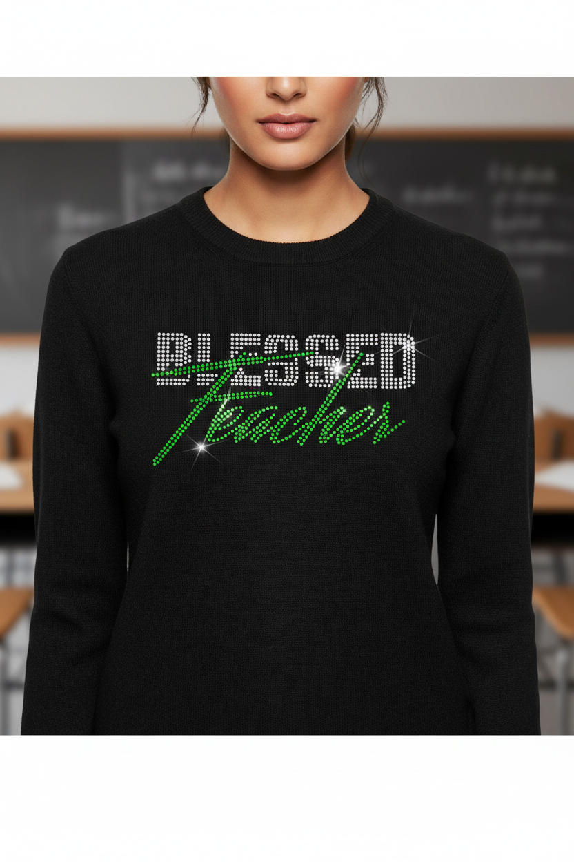 Blessed Teacher Rhinestone Shirt