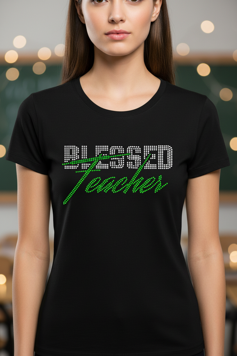 Blessed Teacher Rhinestone Shirt