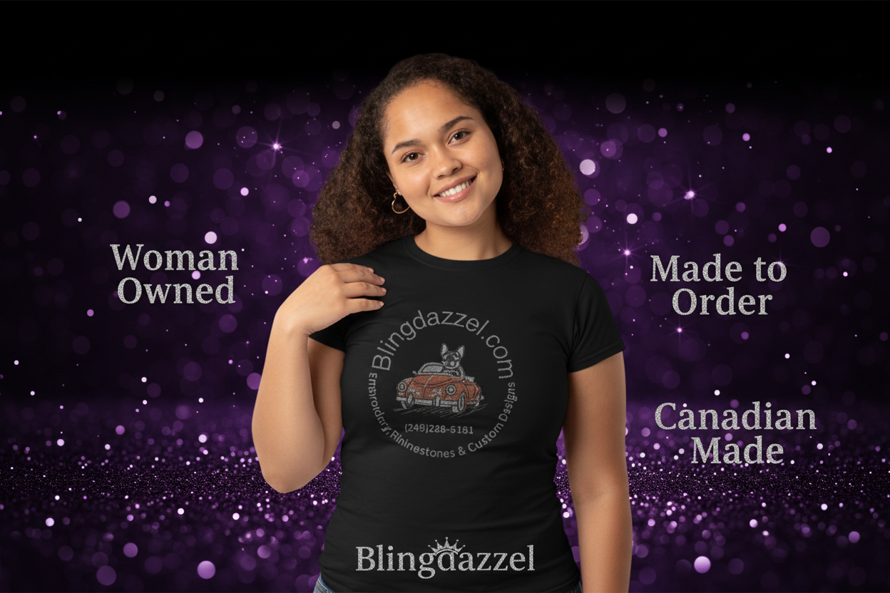 Handcrafted Rhinestone Apparel Hero Banner – Made in Canada by Blingdazzel
