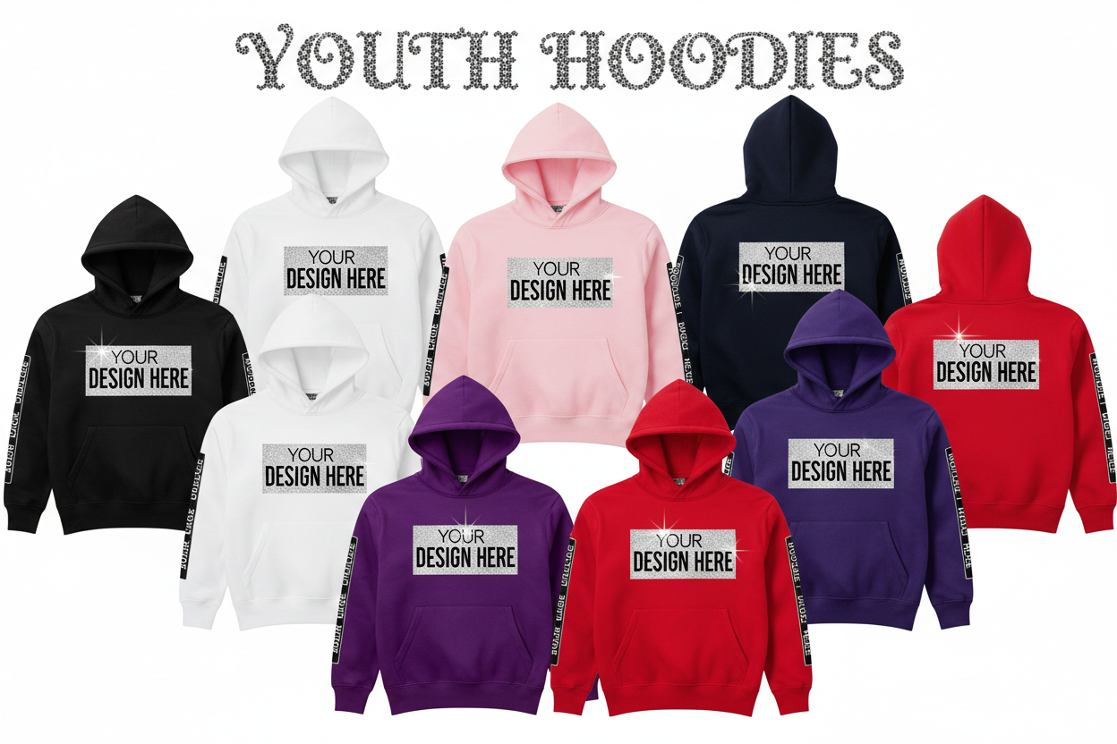 Custom Logo Bulk Order 10+ Hoodie – 4" Front & 11" Back and Sleeve Image
