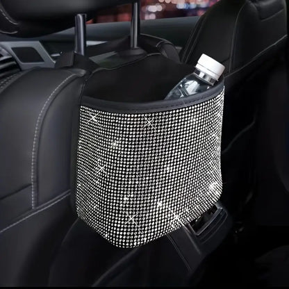 Bling Rhinestones Car Trash Can