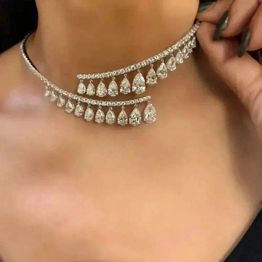 Crystal Rhinestone Collar Necklace for Women  Weeding Bridesmaid Necklace Gold and Silver Necklace
