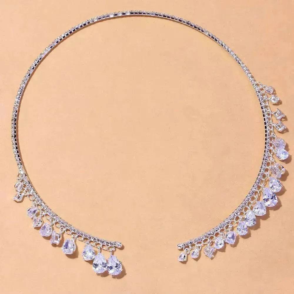 Crystal Rhinestone Collar Necklace for Women  Weeding Bridesmaid Necklace Gold and Silver Necklace