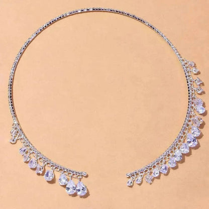 Crystal Rhinestone Collar Necklace for Women  Weeding Bridesmaid Necklace Gold and Silver Necklace