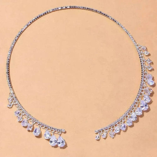 Crystal Rhinestone Collar Necklace for Women  Weeding Bridesmaid Necklace Gold and Silver Necklace