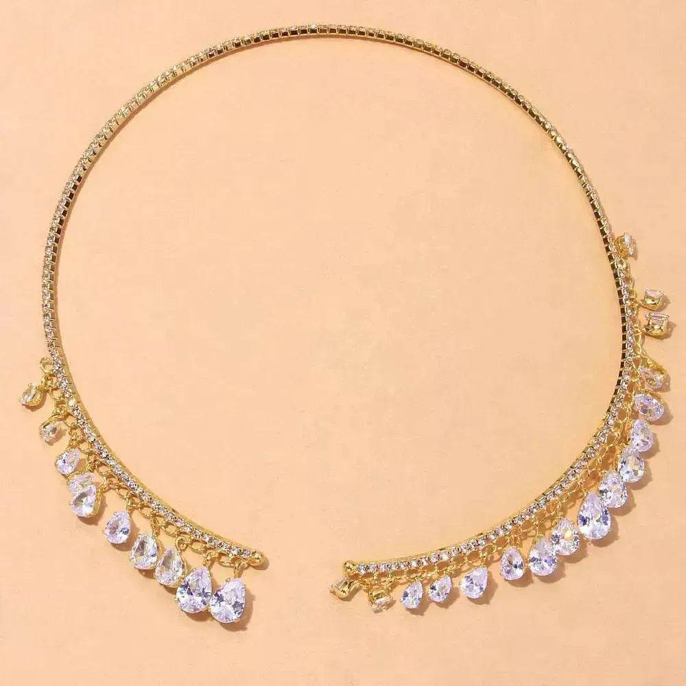 Crystal Rhinestone Collar Necklace for Women  Weeding Bridesmaid Necklace Gold and Silver Necklace