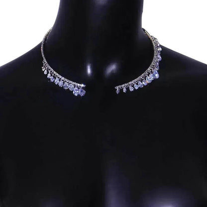 Crystal Rhinestone Collar Necklace for Women  Weeding Bridesmaid Necklace Gold and Silver Necklace