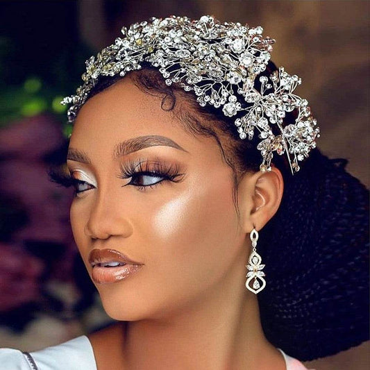 Luxury and Elegant Bridal Flower Rhinestone Headband Fashion Accessories set
