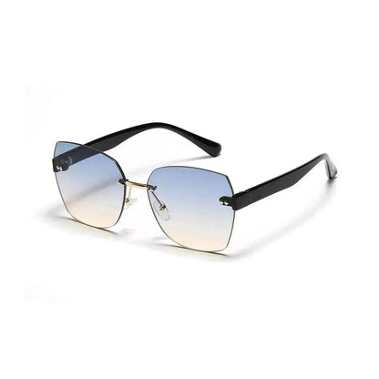 Women's sunglasses with black frame and blue tinted gradient lenses