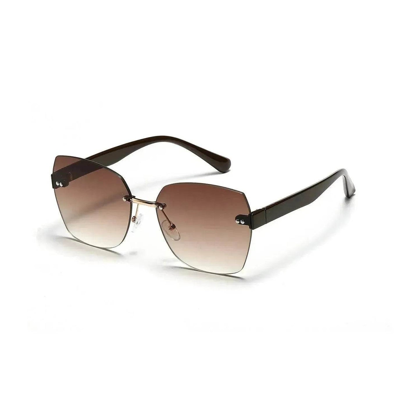 Women's sunglasses with black frame and warm brown tinted lenses