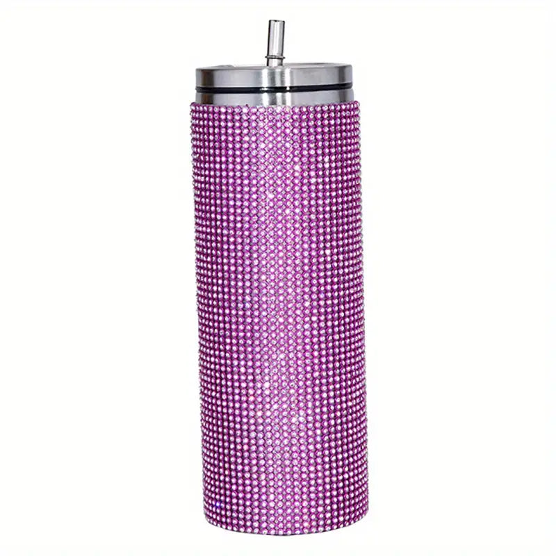 20oz/600ml Rhinestone Bling Bottle, Stainless Steel Tumblers With Straw