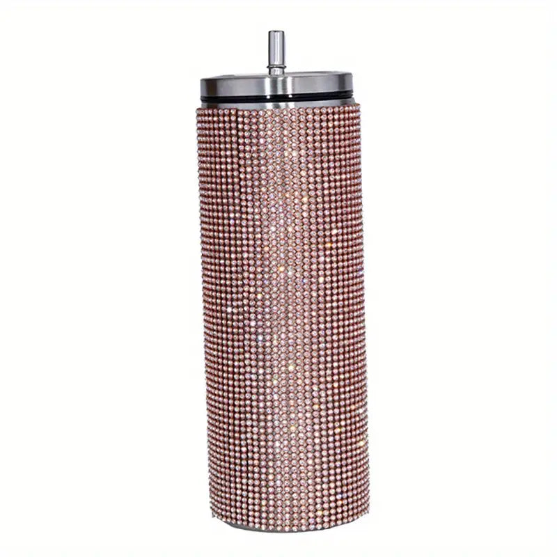 20oz/600ml Rhinestone Bling Bottle, Stainless Steel Tumblers With Straw