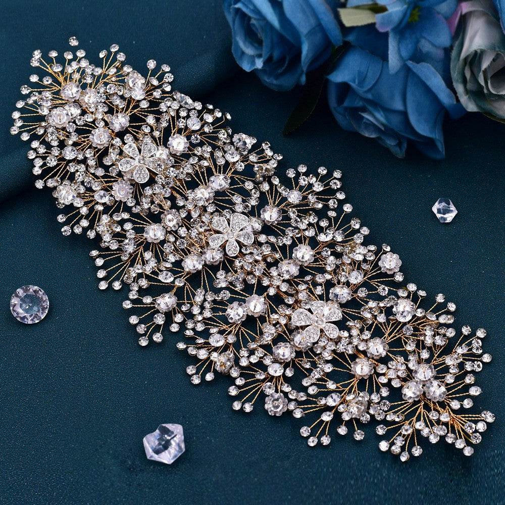 Luxury and Elegant Bridal Flower Rhinestone Headband Fashion Accessories set