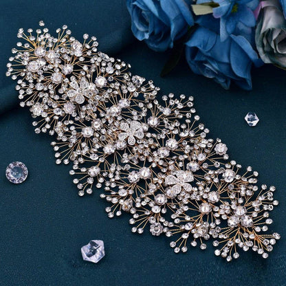 Luxury and Elegant Bridal Flower Rhinestone Headband Fashion Accessories set