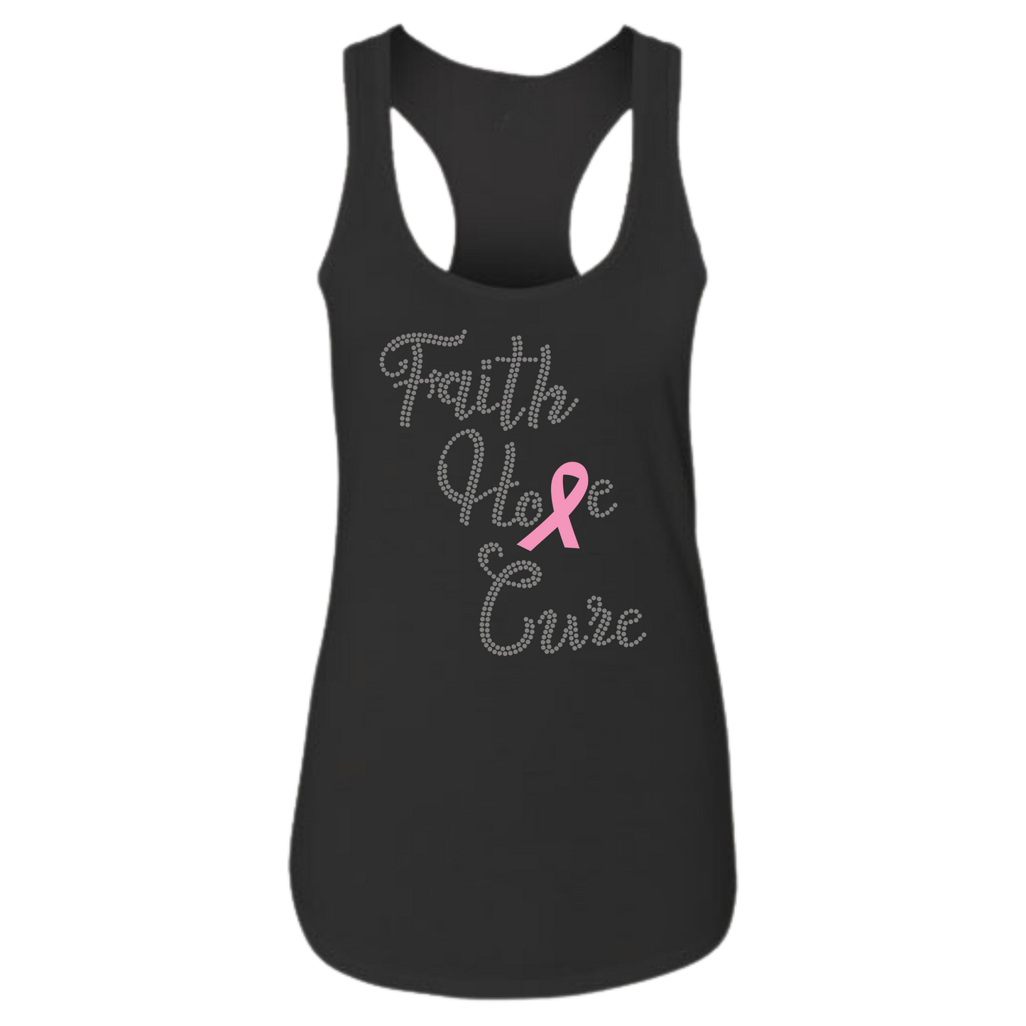 Faith Hope Cure Breast Cancer Rhinestone Apparel