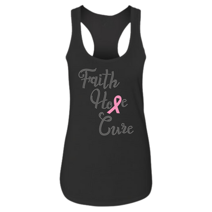 Faith Hope Cure Breast Cancer Rhinestone Apparel