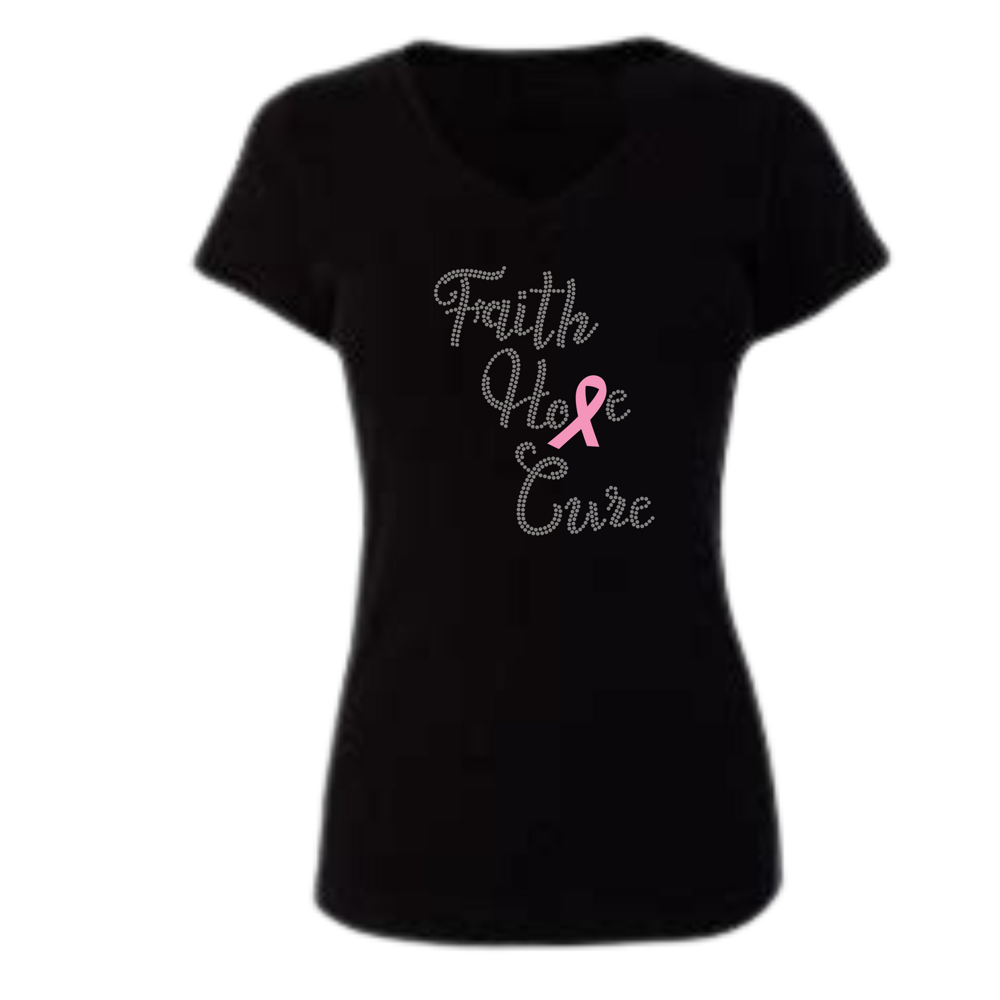 Faith Hope Cure Breast Cancer Rhinestone Apparel