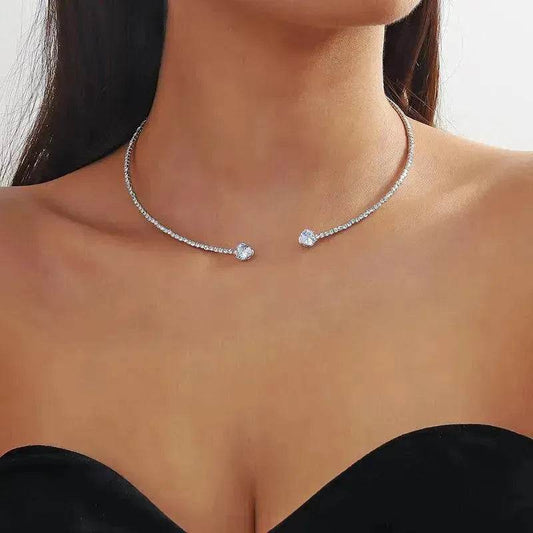 Fashion Jewelry Heart-shaped Zircon Collar Light Luxury Rhinestone Necklace Women's Jewelry