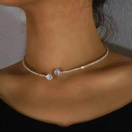 Fashion Jewelry Heart-shaped Zircon Collar Light Luxury Rhinestone Necklace Women's Jewelry
