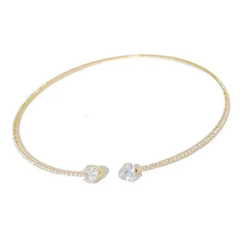 Fashion Jewelry Heart-shaped Zircon Collar Light Luxury Rhinestone Necklace Women's Jewelry