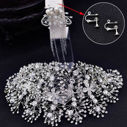 Luxury and Elegant Bridal Flower Rhinestone Headband Fashion Accessories set