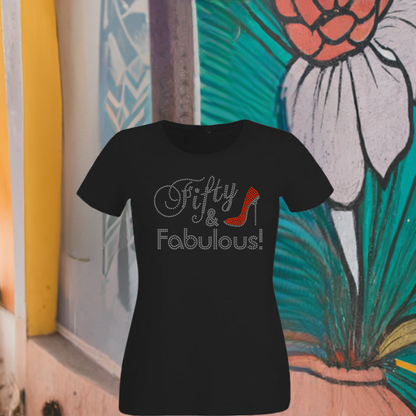 50 & Fabulous with a High Heel Rhinestone Shirt