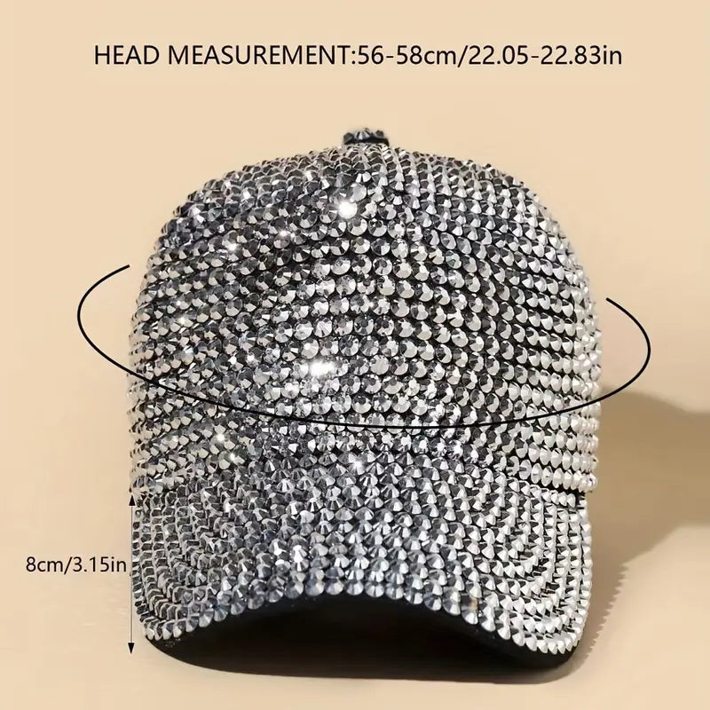 Full Rhinestone Sparkle Baseball Cap Elegant Adjustable Sports Hat Outdoor Sunscreen Golf Hats