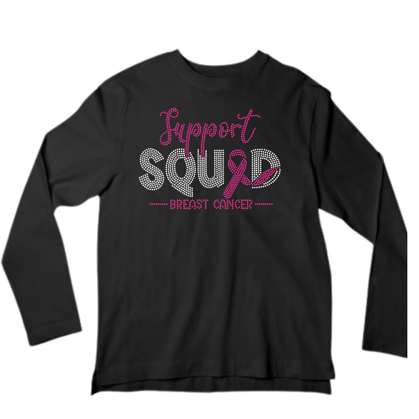 Support Squad Breast Cancer Rhinestone Apparel