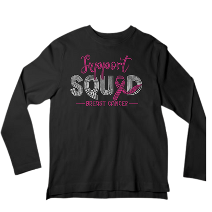 Support Squad Breast Cancer Rhinestone Apparel