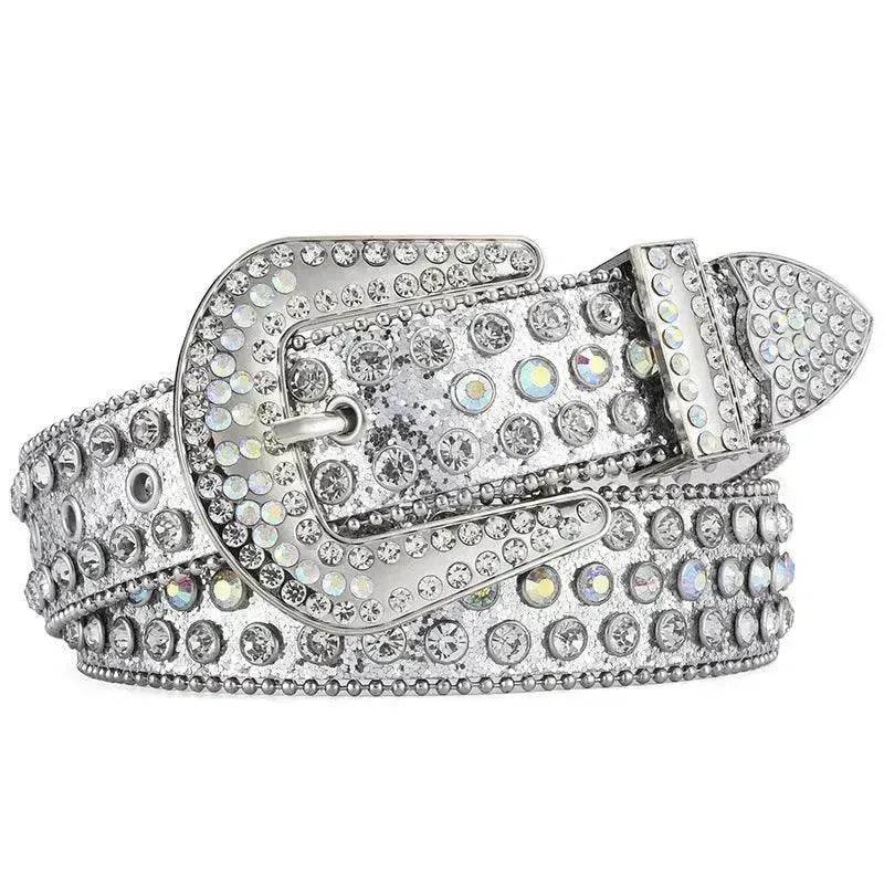 Men Women Alloy Belt Punk Rock Rivet Rhinestone