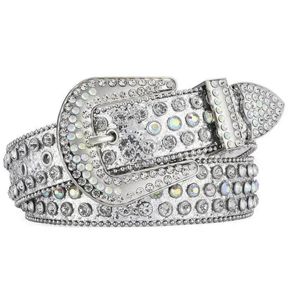 Men Women Alloy Belt Punk Rock Rivet Rhinestone