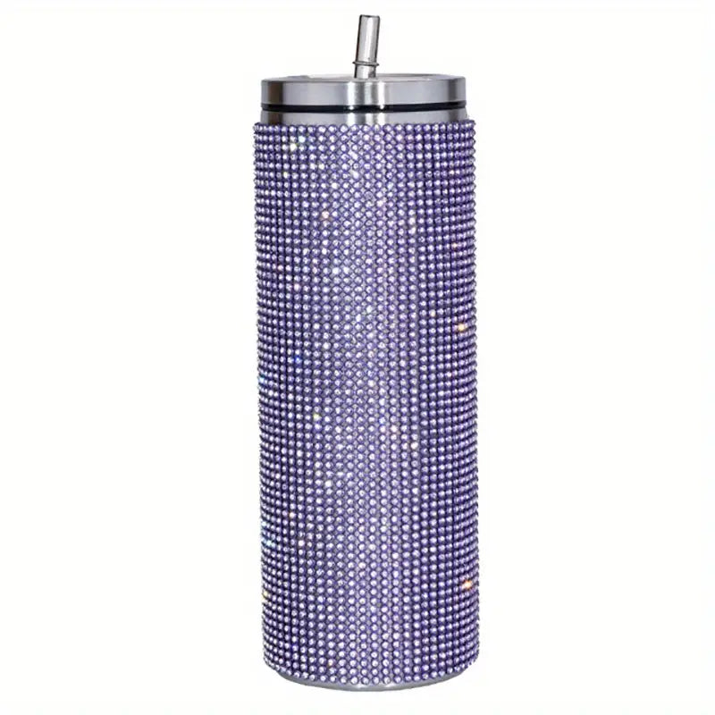 20oz/600ml Rhinestone Bling Bottle, Stainless Steel Tumblers With Straw