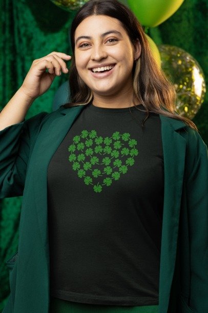 Lucky Shamrock St. Patrick’s Day Rhinestone T-Shirt – Sparkle Irish Graphic Tee for Women