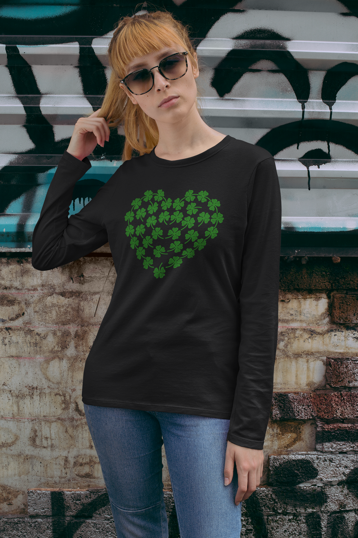 St. Patrick's Day heart of Shamrock's Rhinestone Apparel