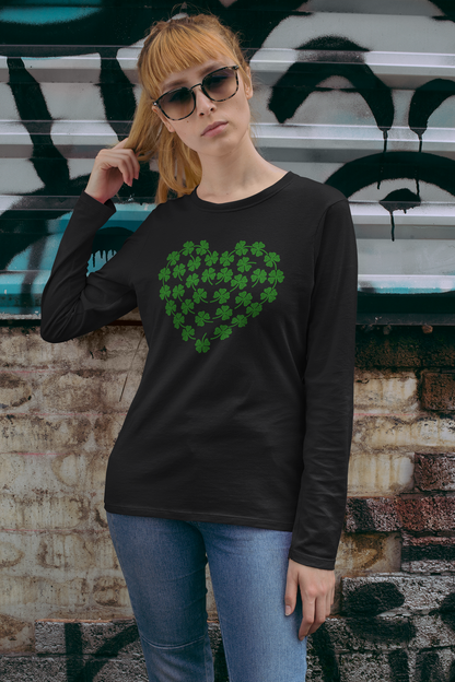 Lucky Shamrock St. Patrick’s Day Rhinestone T-Shirt – Sparkle Irish Graphic Tee for Women