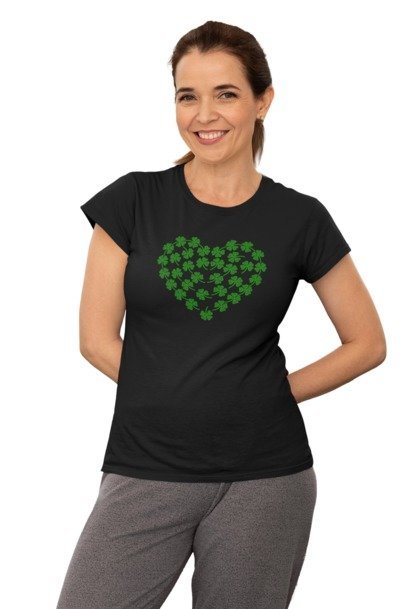 Lucky Shamrock St. Patrick’s Day Rhinestone T-Shirt – Sparkle Irish Graphic Tee for Women