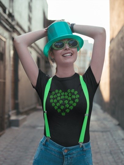 Lucky Shamrock St. Patrick’s Day Rhinestone T-Shirt – Sparkle Irish Graphic Tee for Women