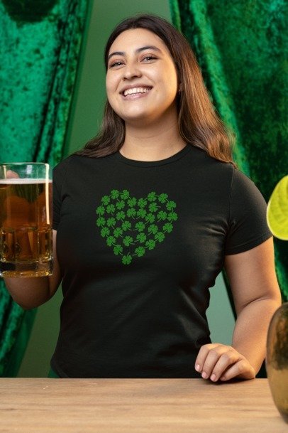 Lucky Shamrock St. Patrick’s Day Rhinestone T-Shirt – Sparkle Irish Graphic Tee for Women