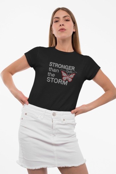 Stronger Than the Storm Rhinestone Shirt – Inspirational Sparkle Bling Tee | Blingdazzel