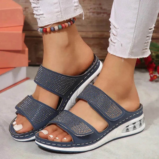 Summer Rhinestone Sandals: Non-slip, Chic & Casual