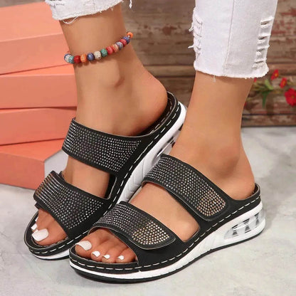 Summer Rhinestone Sandals: Non-slip, Chic & Casual